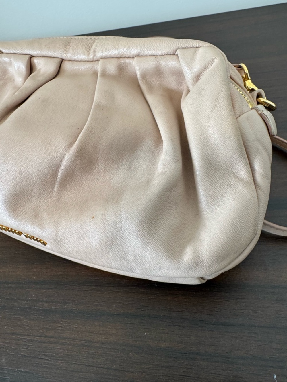 MIU MIU Leather Pleated Crossbody Purse | Gold Hardware | As Is - Picture 5 of 16